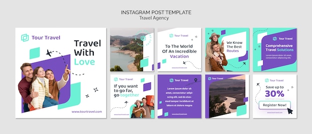 Free PSD flat design travel agency template