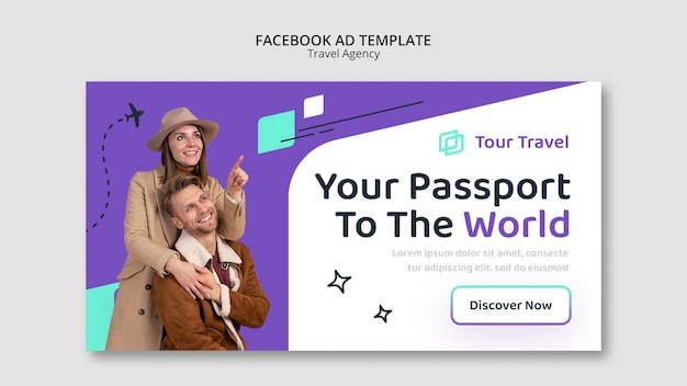 Free PSD flat design travel agency template