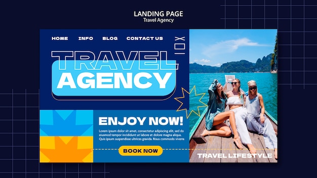 Free PSD flat design travel agency template