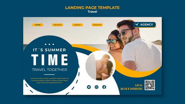 Flat design travel design landing page template