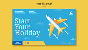 Free PSD flat design travel facebook cover template