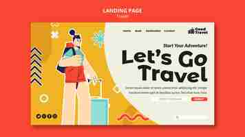 Free PSD flat design travel landing page template