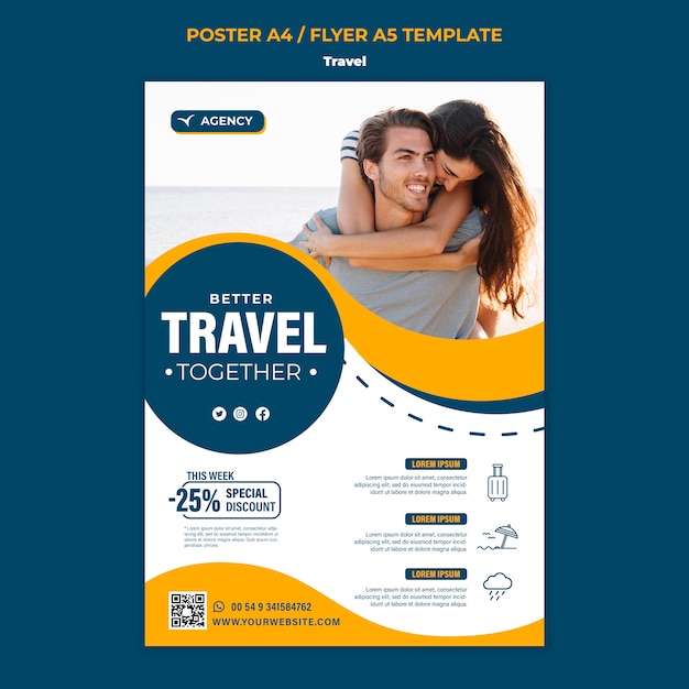 flat design travel poster or flyer template