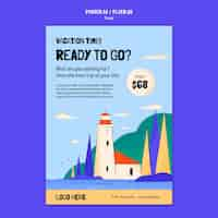 Free PSD flat design travel poster template