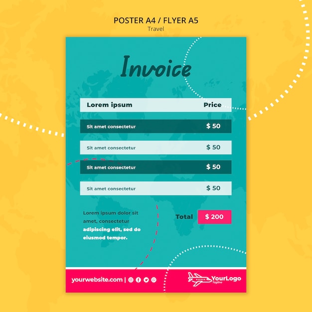 PSD gratuito modello di poster di viaggio design piatto