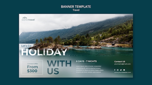 Flat design travel template of banner