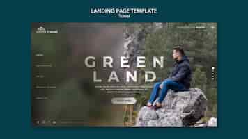 Free PSD flat design travel template of landing page