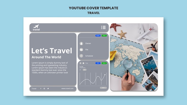 Free PSD flat design travel template