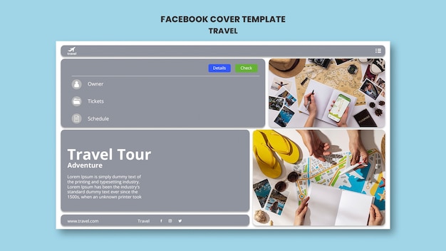 Free PSD flat design travel template