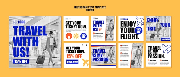 Free PSD flat design travel template