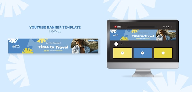 Free PSD flat design travel template