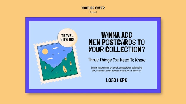 PSD gratuito modello di banner youtube di viaggio design piatto
