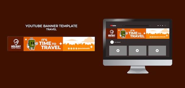 PSD gratuito modello di youtube di viaggio design piatto