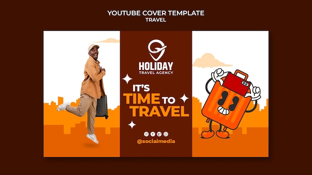 Free PSD flat design travel youtube template