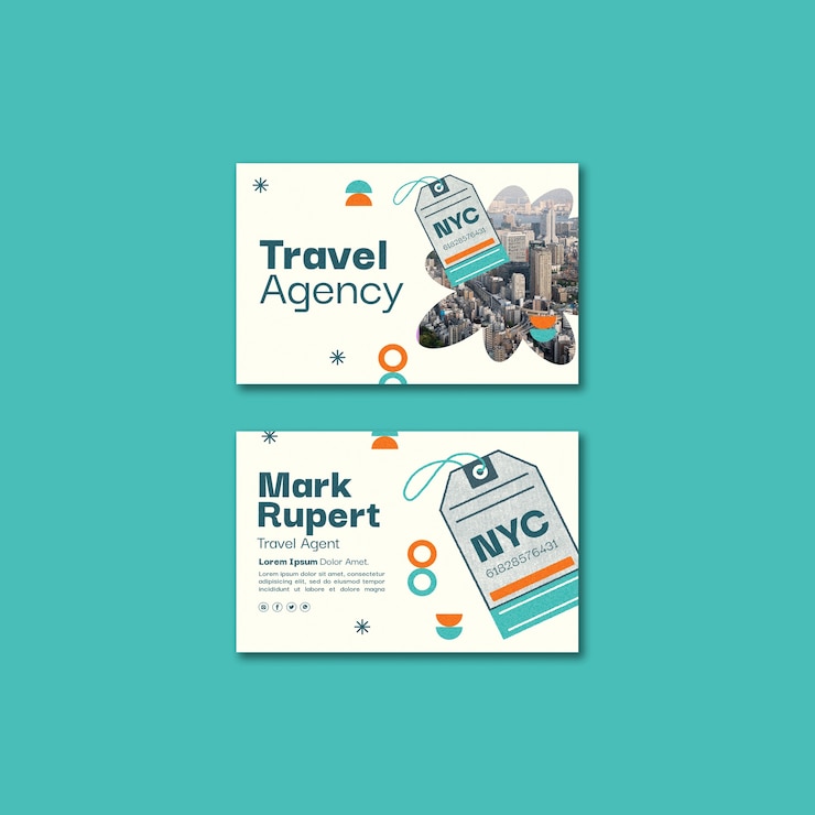 Free PSD flat design traveling adventure business card