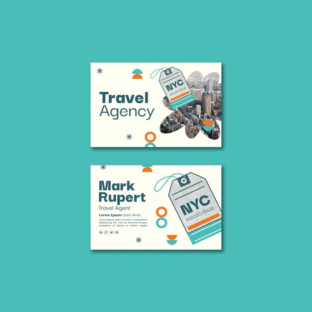 flat design traveling adventure business card