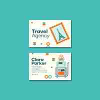 Free PSD flat design traveling adventure business card