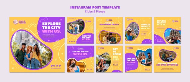 PSD gratuito post di instagram di avventura in viaggio dal design piatto