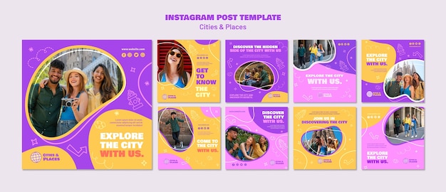 PSD gratuito post di instagram di avventura in viaggio dal design piatto