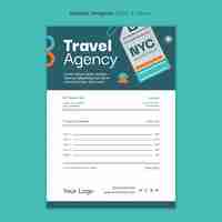 Free PSD flat design traveling adventure invoice template