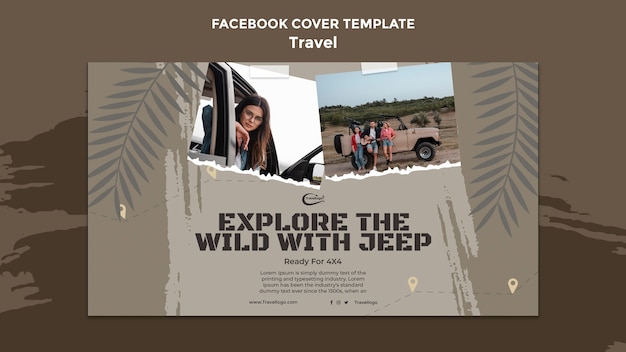 Free PSD flat design traveling concept facebook cover