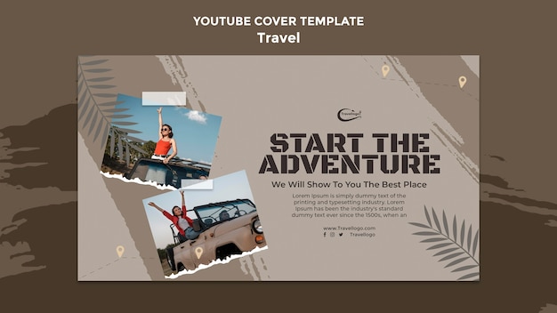 Flat design traveling concept youtube cover template