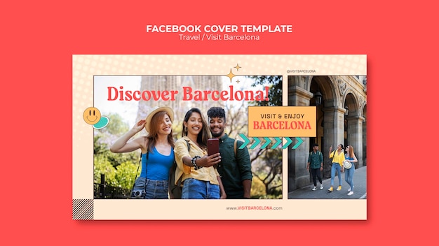 PSD gratuito modello di copertina facebook itinerante design piatto