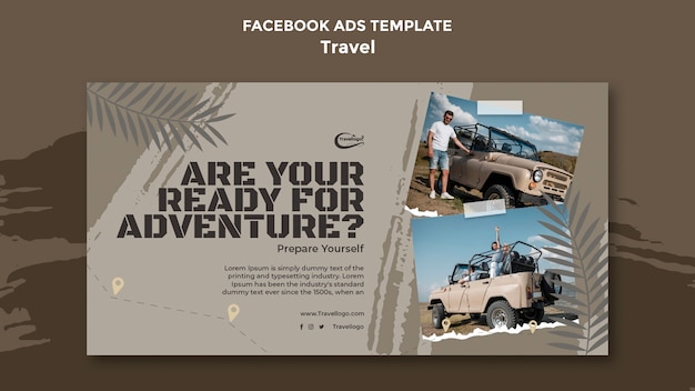 Flat design traveling facebook template