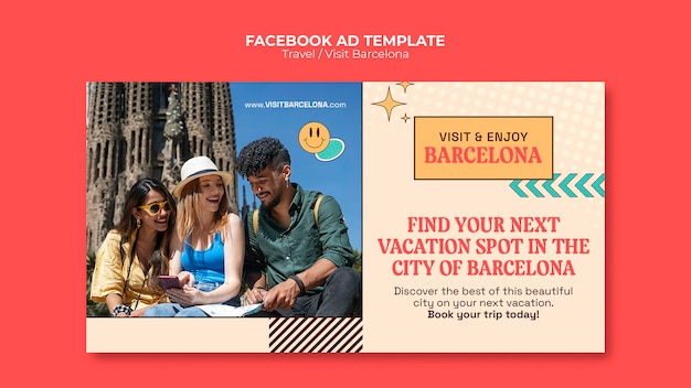 Flat design traveling facebook template