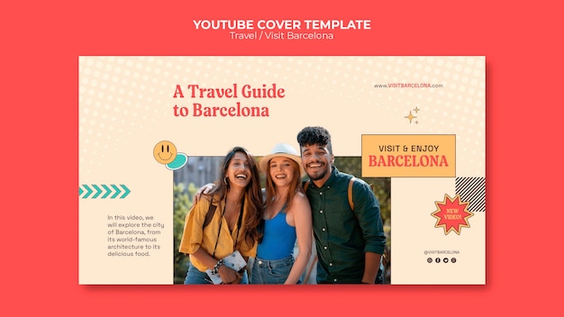 Free PSD flat design traveling youtube cover template