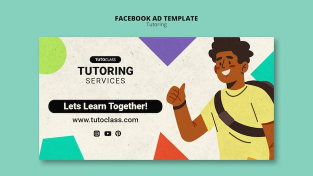 PSD gratuito flat design tutoring job facebook template