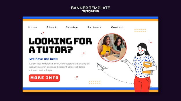 Free PSD flat design tutoring job landing page