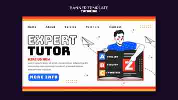 Free PSD flat design tutoring job landing page