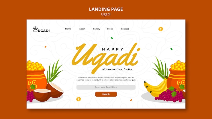 Free PSD flat design ugadi template