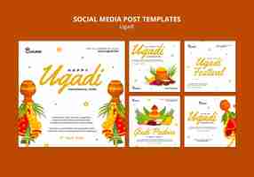 Free PSD flat design ugadi template