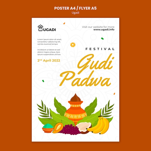 Free PSD flat design ugadi template