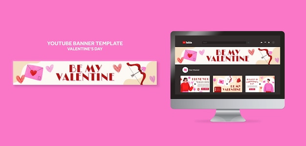 Free PSD flat design valentine's day template