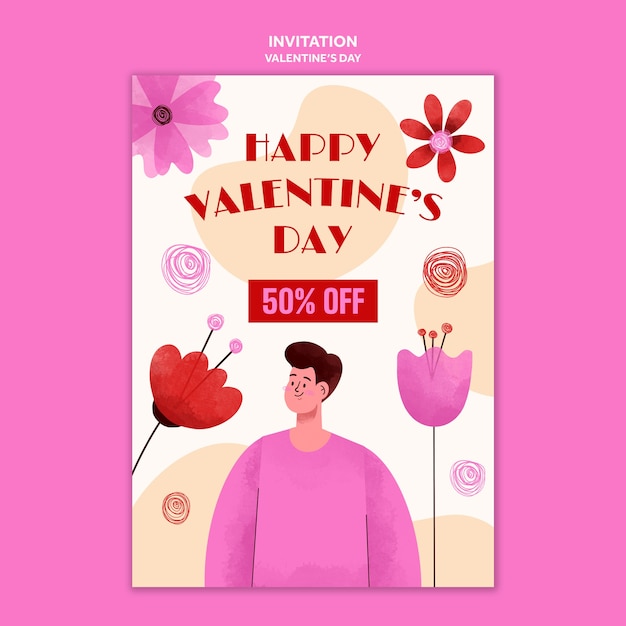 PSD gratuito modello di san valentino design piatto