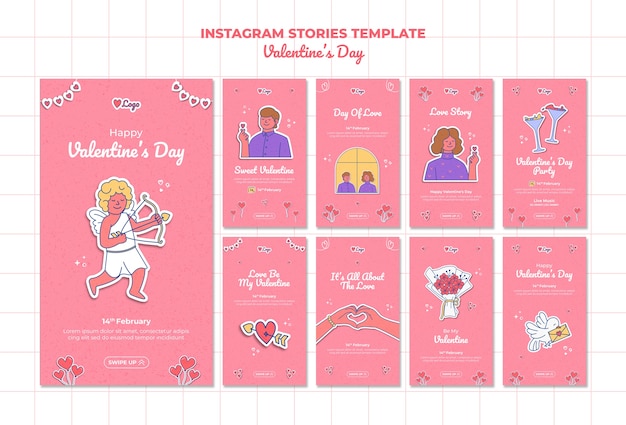 Free PSD flat design valentine's day template