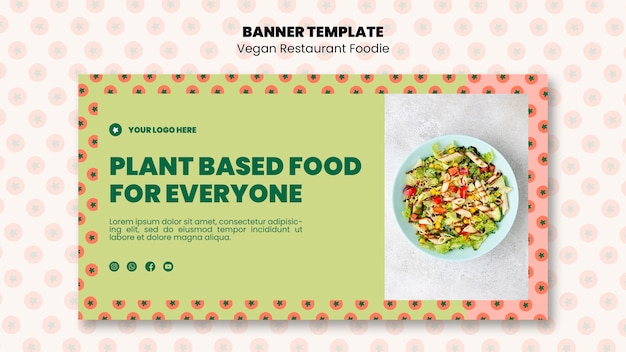 Free PSD flat design vegan food template