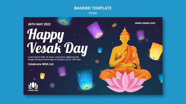 Flat design vesak banner template