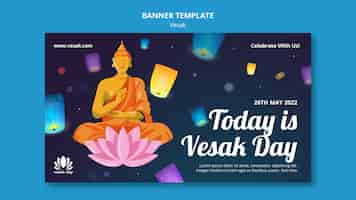 PSD gratuito modello di banner vesak design piatto