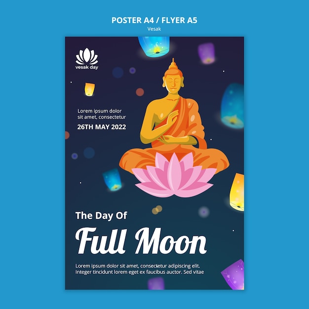 flat design vesak poster template