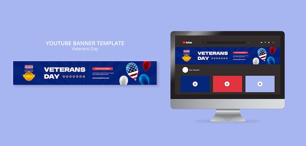 Free PSD flat design veterans day template