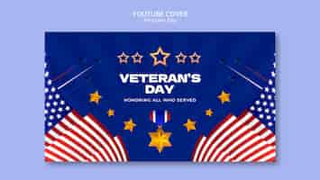 Free PSD flat design veterans day template