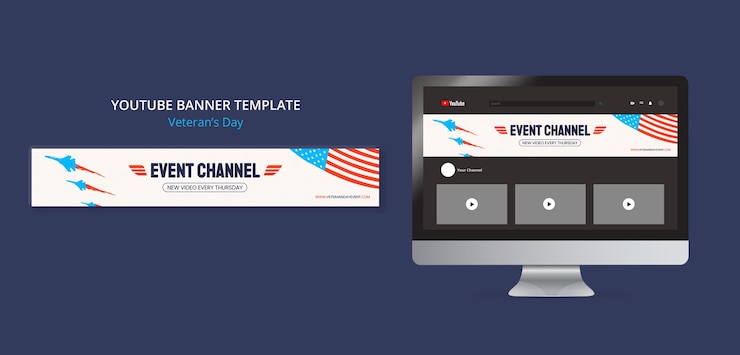 Free PSD flat design veterans day template
