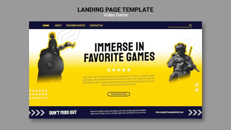 Free PSD flat design video games template