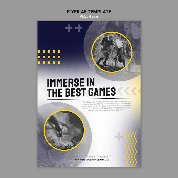 Flat design video games template – Free PSD Download