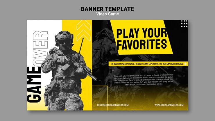 Free PSD flat design video games template