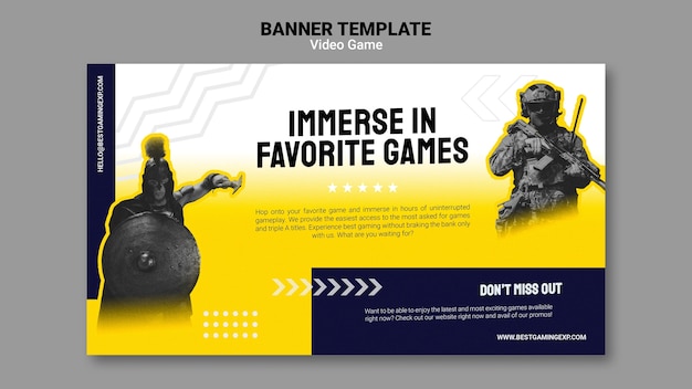 Free PSD flat design video games template